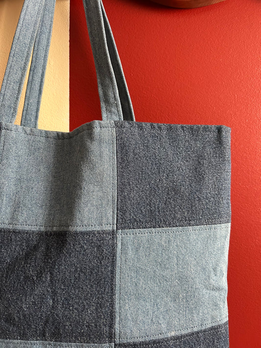 Denim Patchwork Tote Bag
