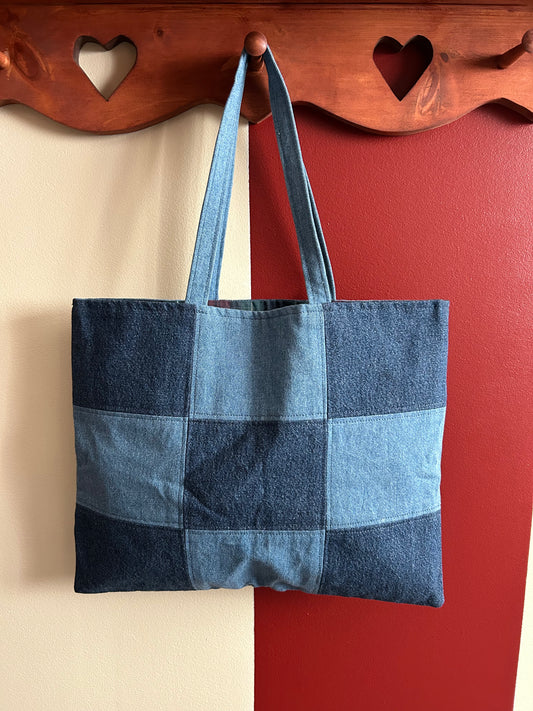 Denim Patchwork Tote Bag